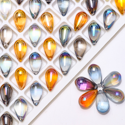 30 pièces de perles de verre en forme de goutte d'eau, accessoires de bricolage, 9x15mm, cristal autrichien, pendentif, artisanat, bijoux métalliques, couture ► Photo 1/5