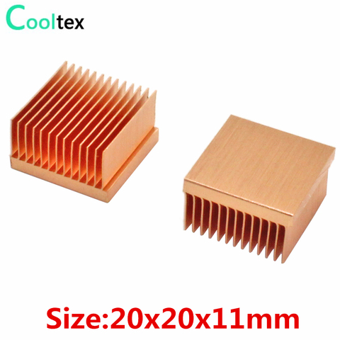 Dissipateur thermique en cuivre pur, 2 pièces, petit dissipateur thermique pour Raspberry pi, puce électronique MOS IC, refroidisseur d'imprimante 3D, 20x20x11mm ► Photo 1/6