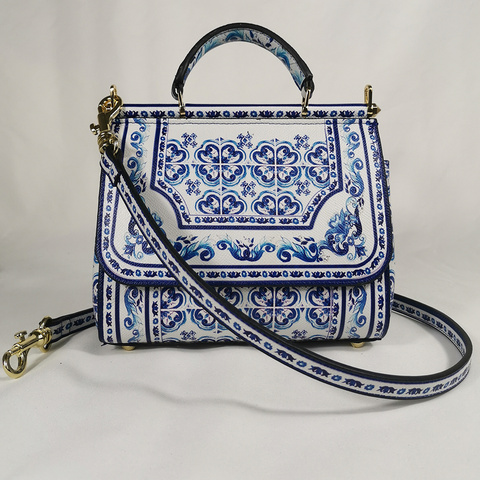 Sac à main de luxe à fleurs pour femmes, sac de soirée à bandoulière diagonale, élégant, bleu, printemps ► Photo 1/6