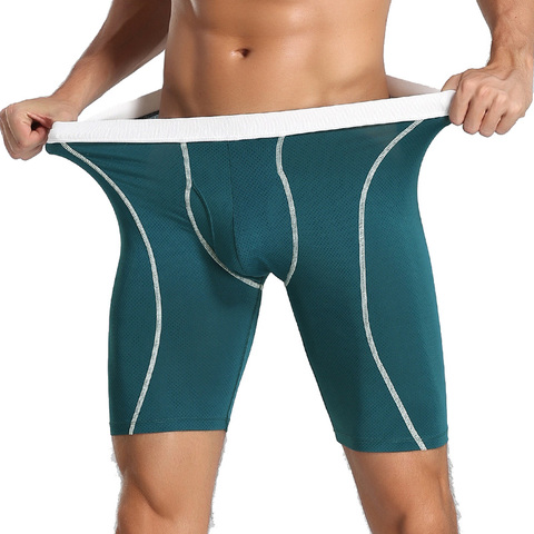 Haute qualité hommes longs boxeurs sous-vêtements hommes coton longues jambes boxeurs caleçons U convexe poche Bikini culotte masculine ► Photo 1/6