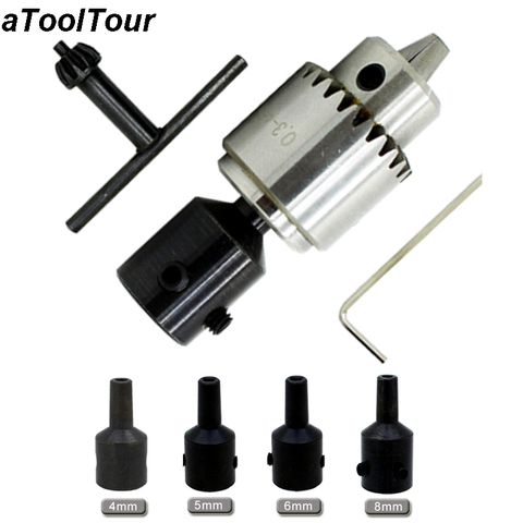 Micro moteur perceuse mandrin JT0 4mm 5mm 6mm 8mm cartouche conique monté perceuse mandrin clé pour 2.3 3.17 moteur arbre manchon forage ► Photo 1/6