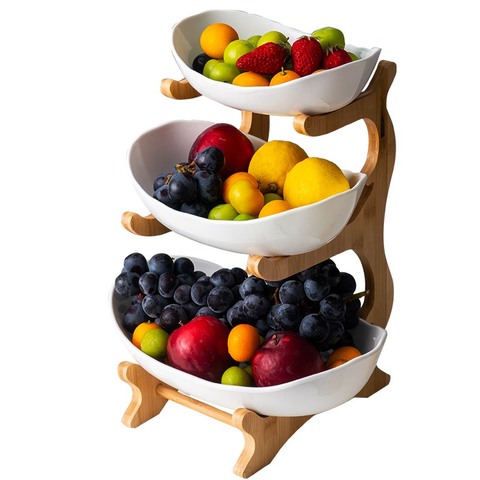 Assiettes à fruits en plastique sur trois niveaux, pour le salon, maison assiette à collation créative moderne pour les fruits secs, panier de fruits en plastique, assiette de bonbons ► Photo 1/6