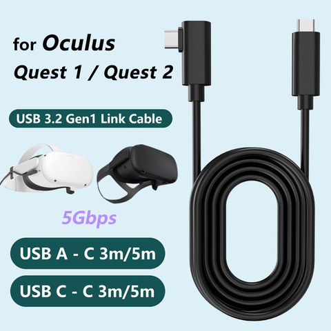 Pour Oculus Quest 2 câble de liaison USB 3.2 Gen 1 pour Oculus câble de liaison Type C transfert de données Charge rapide 3M 5M vapeur VR accessoires ► Photo 1/6