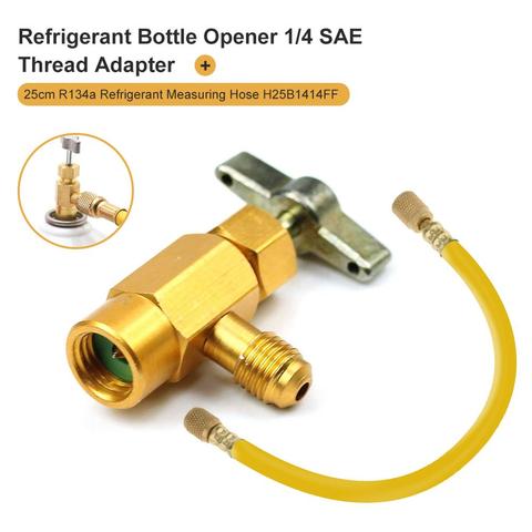 Valve de sécurité liquide de haute qualité R-134a adaptateur ouvre-bouteille réfrigérant de climatisation 1/4 
