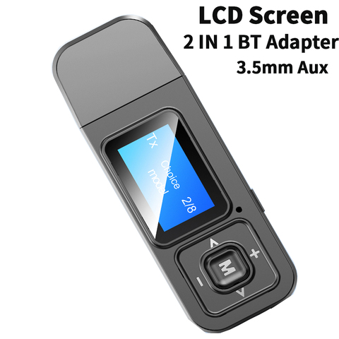 Bluetooth 5.0 récepteur émetteur Audio adaptateur LCD affichage 3.5mm Aux sans fil stéréo musique adaptateur pour TV PC voiture haut-parleur ► Photo 1/6