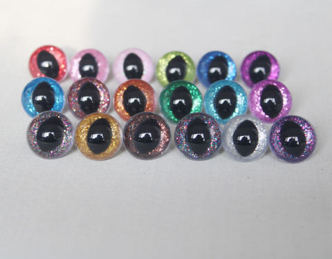 Jouet de sécurité en plastique N18 12mm 13 14 15 18 25mm, paillettes claires, yeux de chat + paillettes + lave-main, option de couleur, 20 pièces/lot ► Photo 1/6