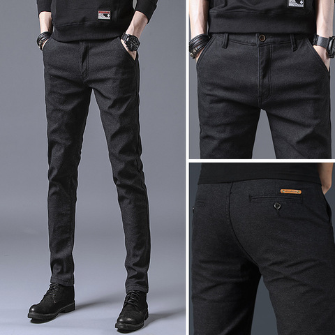 Pantalon multicolore décontracté pour hommes, élastique, couleur unie, Slim, vêtements de marque, nouvelle collection printemps 2022 ► Photo 1/6