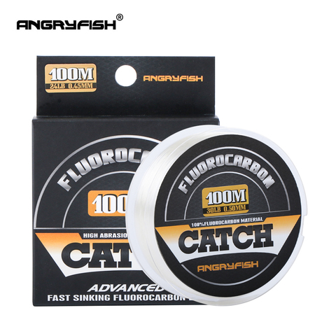 Angryfish 100% Fluorocarbone Ligne De Pêche 100 m Carbone Transparent Monofilament Ligne Super Fort Livraison Gratuite ► Photo 1/6