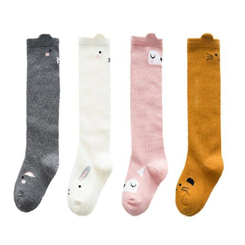 Chaussettes longues unisexes en coton pour bébés garçons et filles, chaussettes à la mode avec chat, lapin, renard, écureuil, dessin animé, collection printemps-automne ► Photo 1/6