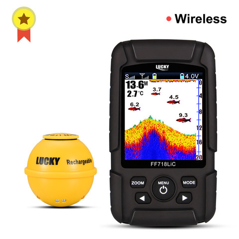 Lucky FF718LiC-WLA détecteur de poisson Portable sans fil, sondeur Sonar, 45M/147 pieds, profondeur ► Photo 1/6
