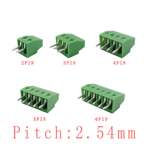 Connecteur de borniers à vis PCB 2.54 V 6A pour câble 26-18awg vert, broches droites 0.1mm 150 