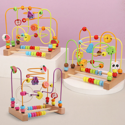 Jouets en bois Montessori, cercles de perles Abacus, jeux mathématiques, Puzzle, jouets éducatifs pour enfants, apprentissage précoce ► Photo 1/6