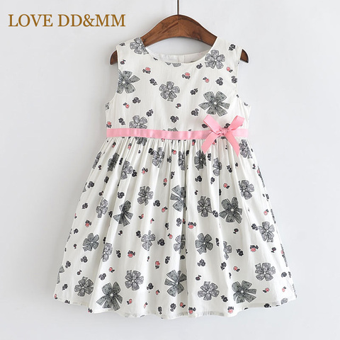 LOVE DD & MM filles robes 2022 printemps nouveaux vêtements pour enfants filles confortable rose doux arc fleur imprimé sans manches gilet robe ► Photo 1/1