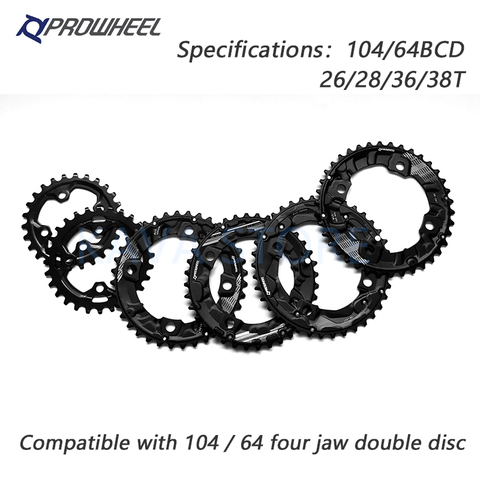 PROWHEEL – pignons de vélo vtt 104/64BCD, Double chaîne, 26T 28T 36T 38T, plateau de pédalier, pièces de plaque de dent ► Photo 1/6