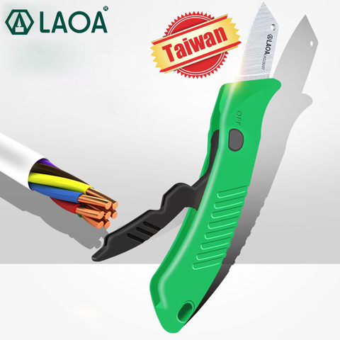 Couteau à dénuder LAOA couteau d'électricien professionnel en acier inoxydable outils de dénudage de câble à bord droit ► Photo 1/6