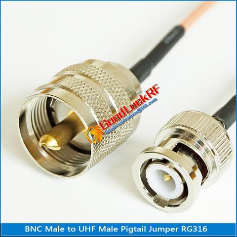 Connecteur UHF mâle vers BNC mâle, haute qualité, 1 pièce, RG316, Pigtail Jumper, câble à faible perte ► Photo 1/5