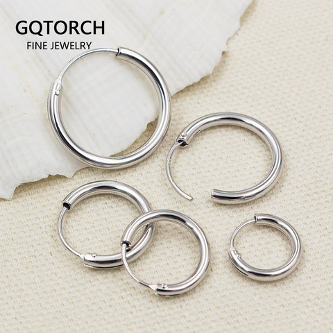 Boucles d'oreilles argent 925 Simple cercle déclaration géométrique boucles d'oreilles pour hommes et femmes personnalisé Hip Pop Punk bijoux ► Photo 1/6