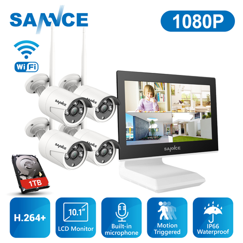 SANNCE 4CH sans fil 1080P NVR Kit FHD 10.1 