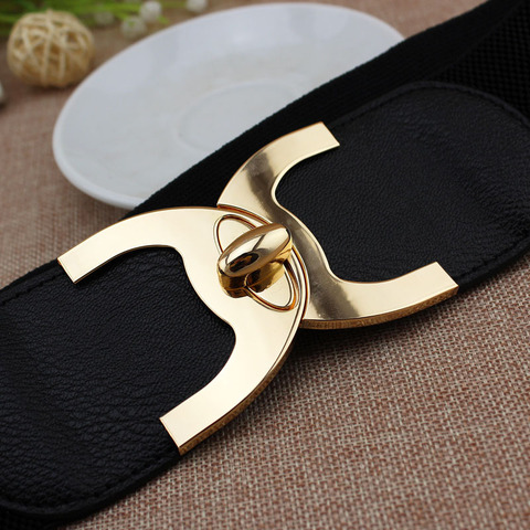 Ceinture élastique polyvalente quatre saisons pour femmes, nouveau Style, large, noire, décoration de chemise pour robe ► Photo 1/6