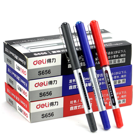 12 pièces offre spéciale DELI S656 stylo Gel stylo à bille liquide 0.5mm stylo Gel noir stylo signature ► Photo 1/5