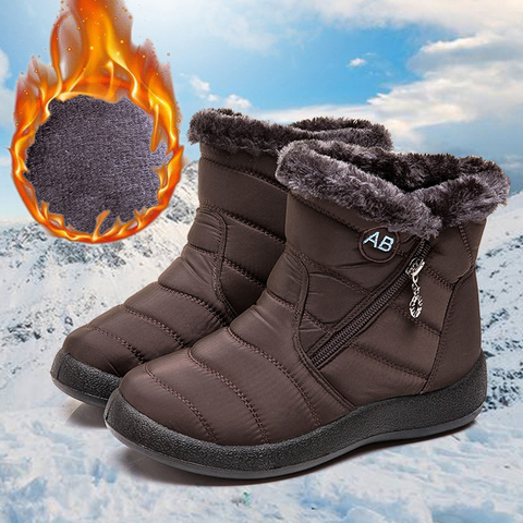 Bottines de neige imperméables en peluche pour femme, bottines courtes et chaudes, collection hiver ► Photo 1/6