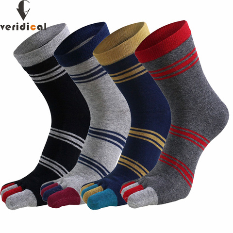 Veridical 5 paires/lot Mans chaussettes avec orteils coton cinq doigts chaussettes rayé court solide drôle mauvaises herbes chaussettes hommes affaires Sox ► Photo 1/6