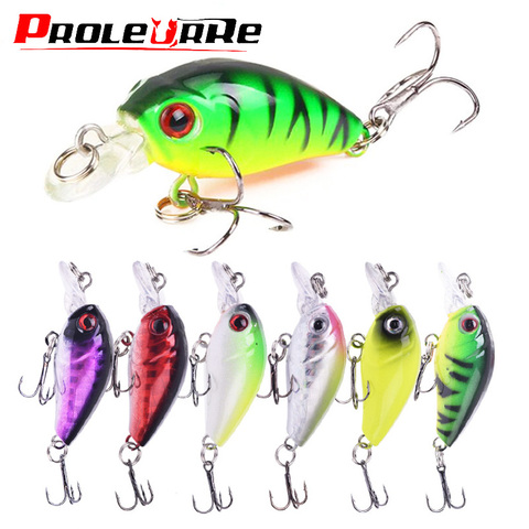 1 pièces Mini vairon leurre de pêche 45mm 4g manivelle Wobblers appât dur Jig TopWater nagappât manivelle carpe basse Pesca matériel de pêche ► Photo 1/6