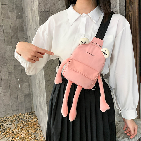 Personnalité fille petit sac marée dessin animé mignon grenouille sac décontracté sac de messager poitrine sac unisexe épaule sac à bandoulière femmes sac ► Photo 1/6