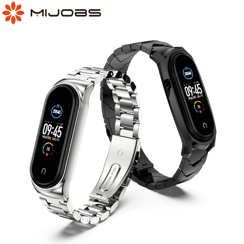 Bracelet pour Xiaomi Mi bande 5 4 3 métal inoxydable Opaska Correa pour Mi bande 4 Miband 5 bracelets Bracelet Xiomi NFC Version mondiale ► Photo 1/6