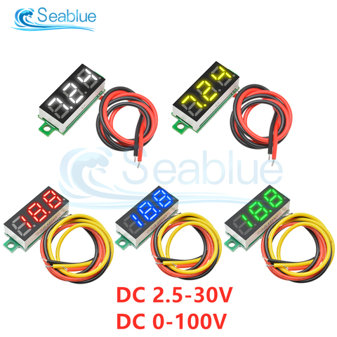 Voltmètre numérique 0-0.28 V DC, 100 pouces, testeur de tension pour voiture, détecteur, 12V, rouge, vert, bleu, jaune ► Photo 1/6