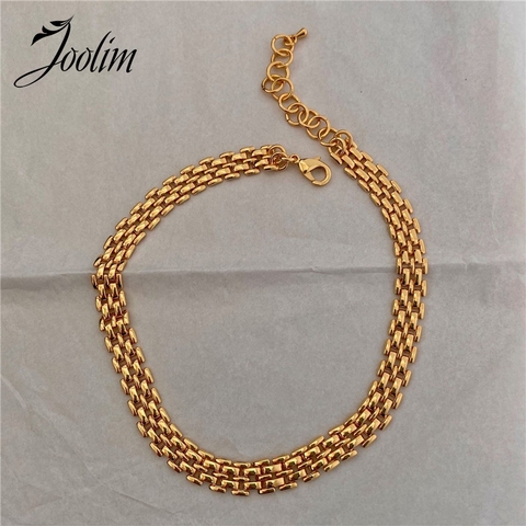 Joolim haut de gamme finition or lien chaîne grosse chaîne en laiton collier déclaration ► Photo 1/6