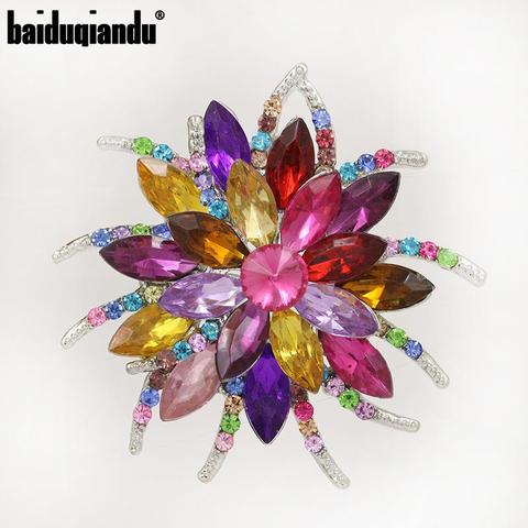 Baiduqiandu marque haute qualité brillant cristal à la mode fleur broche broches bijoux en couleurs assorties pour les femmes ► Photo 1/6
