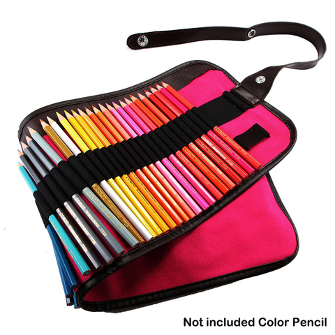 Pochette en rouleau de 48 trous, pochette en toile de rangement pour pinceaux cosmétiques maquillage, boîte à crayons, matériel scolaire porte-crayon, fournitures d'art scolaire ► Photo 1/6