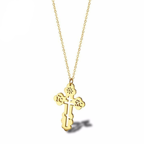 RIR – collier avec pendentif en croix en acier inoxydable, bijoux classiques, collier d'église, gothique, chrétien, religieux russe ► Photo 1/6