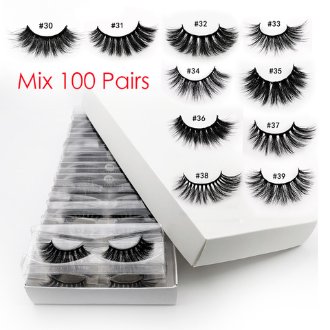 Faux-cils 3d en vison naturel, épais, maquillage, 20/40/100 pièces, en vrac, vente en gros ► Photo 1/6