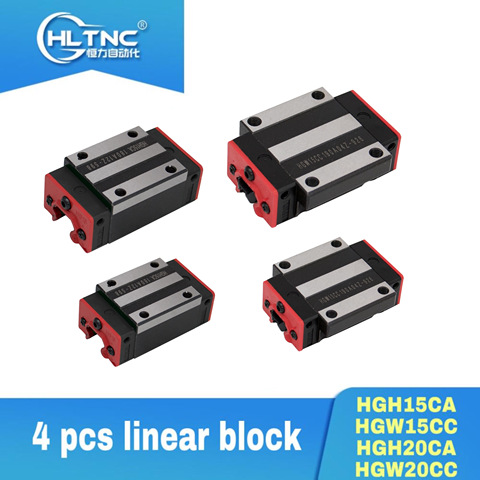 Palier linéaire pour rails linéaires, 4 pièces HGH15CA /HGW15CC /HGH20CA/HGW20CC, chine et russie espagne, CNC ► Photo 1/5