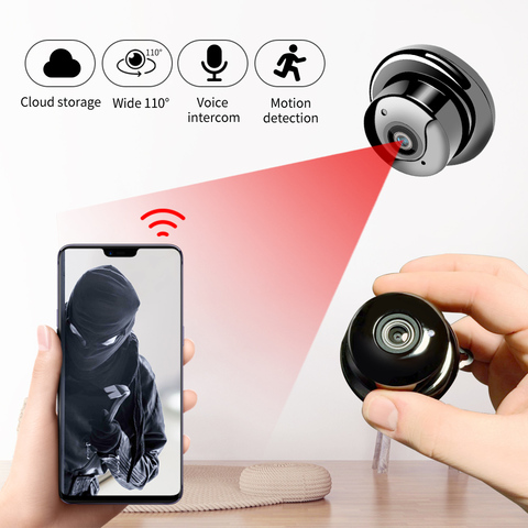 SDETER – Mini caméra de sécurité IR sans fil à domicile, appareil de surveillance qualité 1080P, avec wifi, option IP CCTV, avec vision nocturne et détecteur de mouvement, moniteur P2P pour bébé ► Photo 1/6