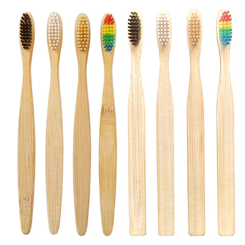 1/2PCS brosse à dents en bambou, santé environnementale, fibre douce, bois, brosses à dents en bois pour enfants et adultes, brosse à dents produits écologiques ► Photo 1/6