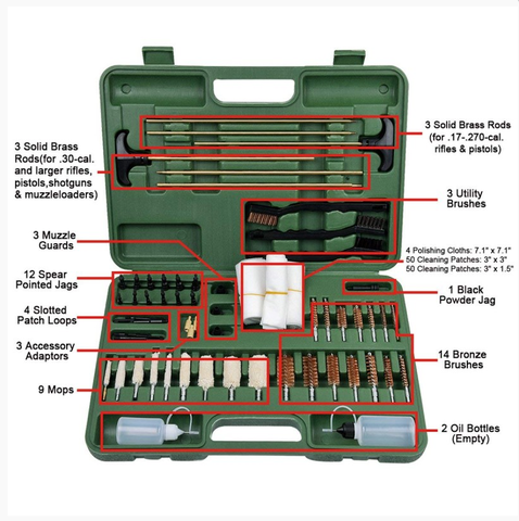 62 pièces ensemble d'outils de nettoyage de pistolet universel pour fusil pistolet nettoyant pistolet tuyau vadrouille brosse accessoires avec étui de transport ► Photo 1/4