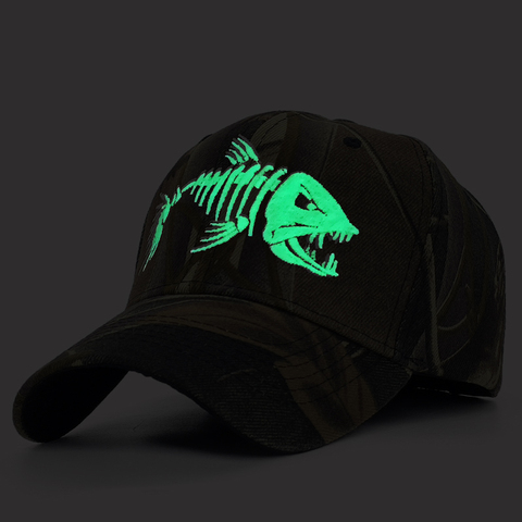 Broderie lumineuse poisson pêche hommes Casquette de Baseball Camouflage chasse hommes casquettes Sports de plein air chapeau de soleil décontracté os Casquette ► Photo 1/6