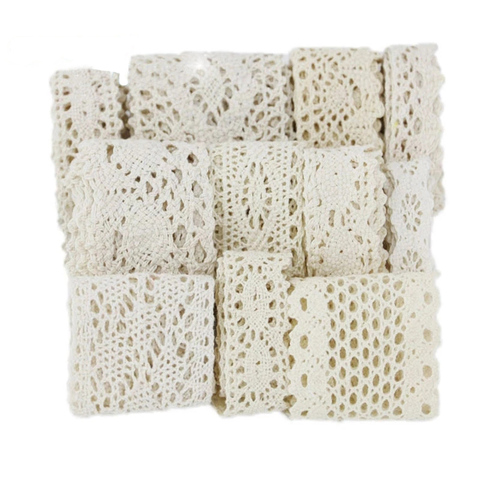 Rubans de dentelle brodés en coton blanc Beige, 5 mètres/rouleau, pour couture, matériel d'artisanat fait à la main, bricolage bordure de tissu ► Photo 1/6