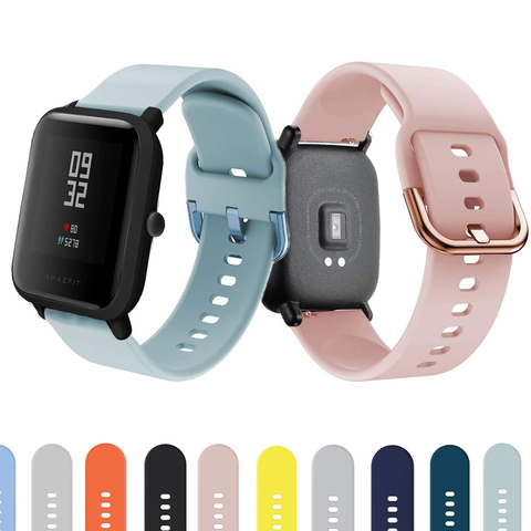 20mm Bracelet de montre pour Amazfit GTS 2 Bip sangle jeunesse portable Silicone Bracelet de montre Bracelet Huami Amazfit Bit GTR 42mm GTS 2 ► Photo 1/6