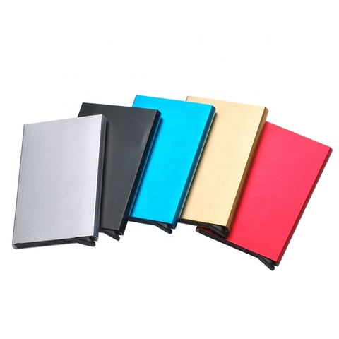 Porte-cartes de crédit RFID, Protection des cartes, métal aluminium, coulissant automatique, pour femmes et hommes, identification Business, manches Anti-Scan ► Photo 1/6