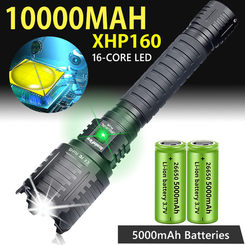 1000000LM XHP160 lampe de poche 16CORE le plus lumineux LED USB Rechargeable Zoom tactique étanche torche auto-défense 10000mAH Batteries ► Photo 1/6