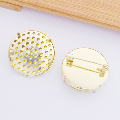 2.5cm rond cuivre broche Base broches broche paramètres blanc lunette Cabochon Base pour bijoux à bricoler soi-même faisant des accessoires ► Photo 1/5