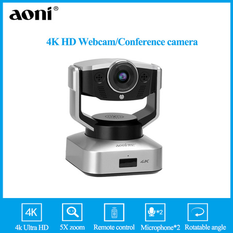 Aoni Webcam 4K caméra HD avec Microphon PTZ angle de rotation 5X zoom numérique caméra de conférence de télécommande pour le bureau à domicile ► Photo 1/6