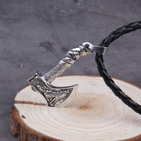 Loup et corbeau slaviques amulettes Talismans Viking Odin hache colliers et pendentifs nordiques Vikings bijoux turc hommes Wicca ► Photo 1/5