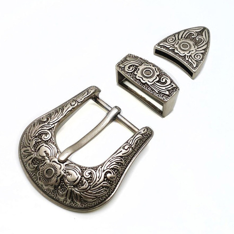 Boucle ardillon Vintage en métal sculpté pour femmes, 30mm, accessoires de bricolage, sangle artisanale en cuir pour Jeans, boucle de ceinture en argent antique ► Photo 1/6