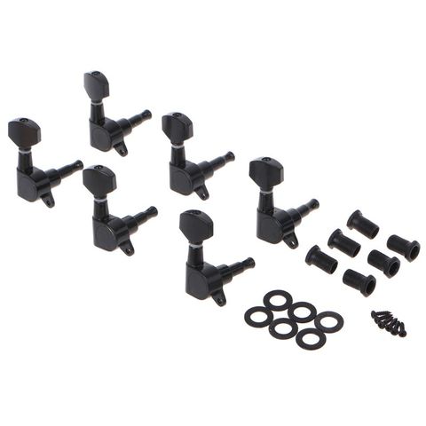 Chevilles de verrouillage pour cordes de guitare, chevilles de réglage, têtes de Machine en ligne 6R noires pour guitares acoustiques, pièces et accessoires ► Photo 1/6