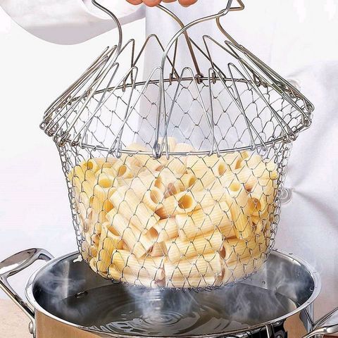 Panier à friture pliable, tamis en acier inoxydable, passoire à mailles, filtre à vapeur pour le rinçage, outils de cuisson, accessoires de cuisine ► Photo 1/6